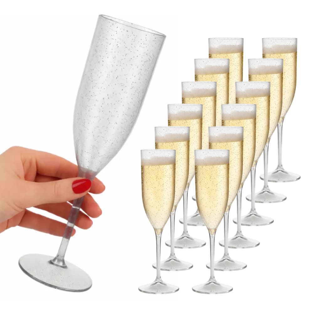 Kit 10 Taça de Champanhe Acrílica Espumante Champagne para Festas, Eventos, Aniversários, Casamentos