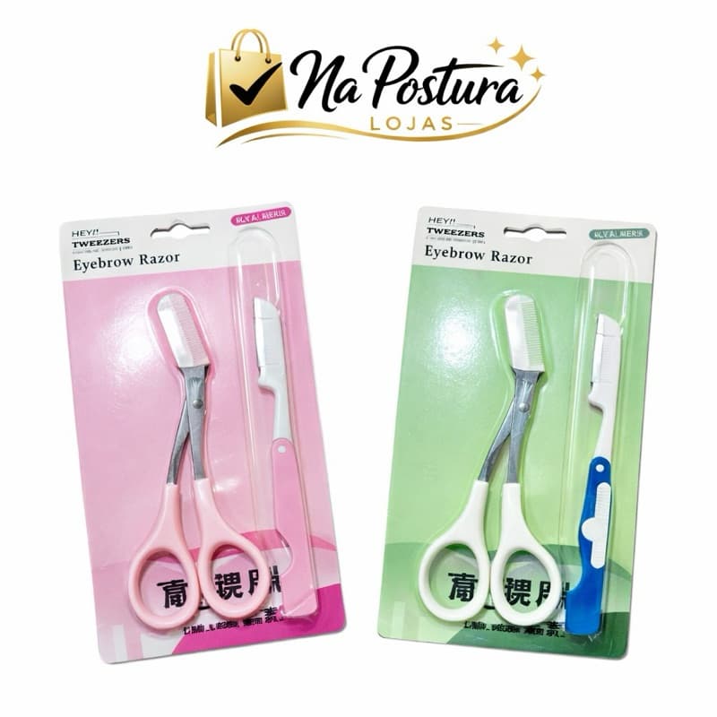 Kit Tesoura + Navalha Para Sobrancelha | Aparador Facial | Precisão | Profissional