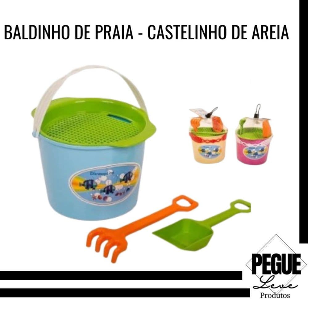 Kit Praia Infantil Balde Pá e Acessórios para Castelo de Areia Brinquedo Educativo