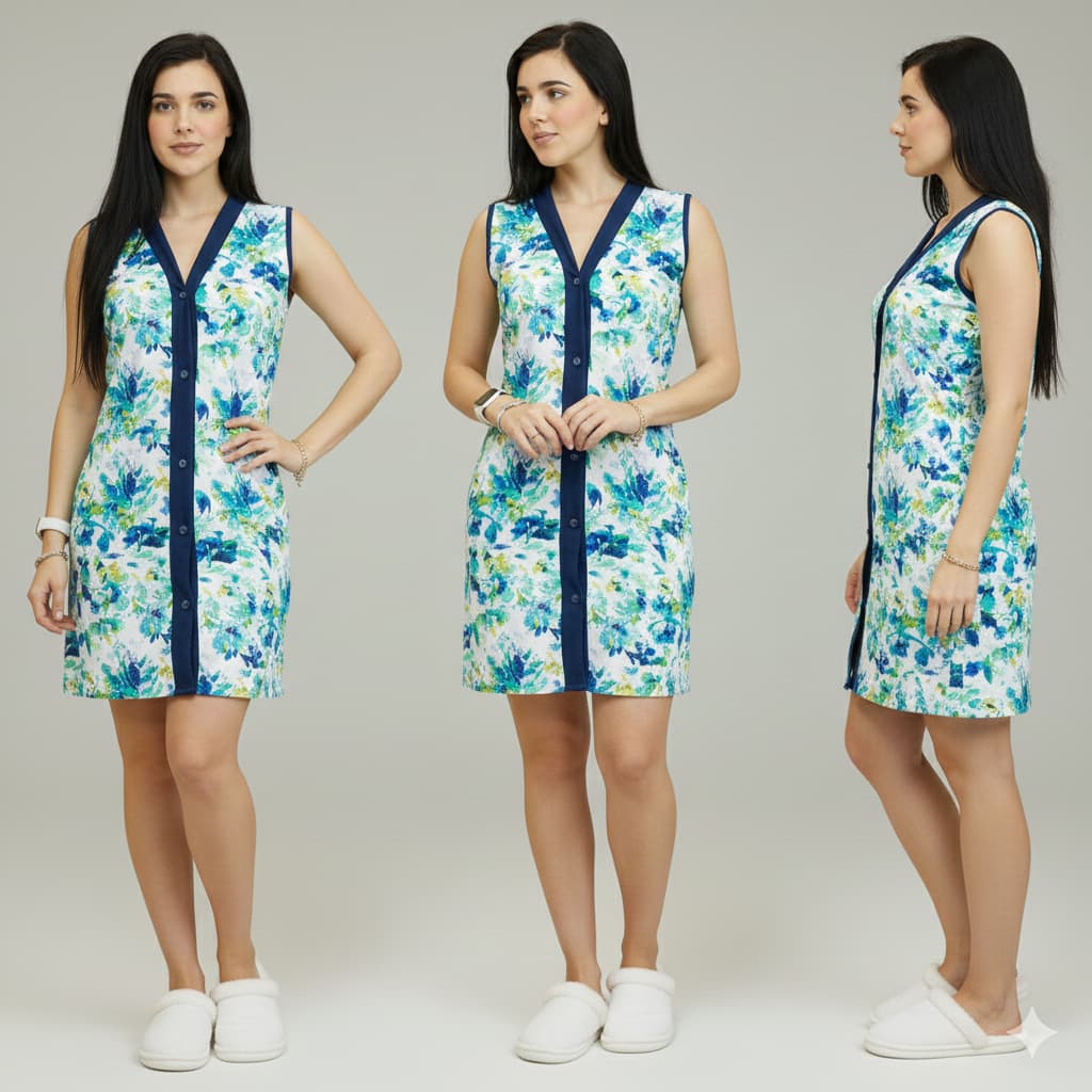 Kit com 3 camisolas regata senhora de botões pós cirúrgico operatório