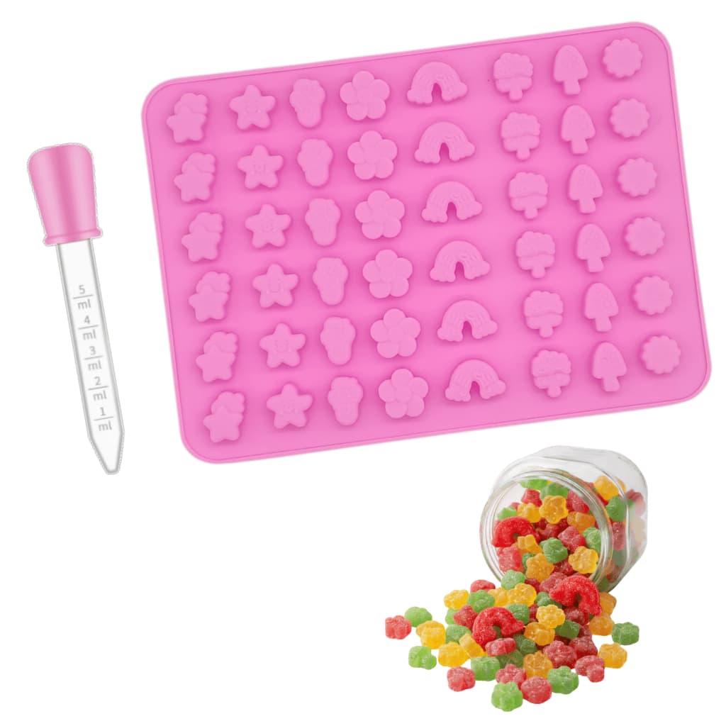 Molde de Silicone Mini Arco-Íris Estrela Flor Bala Fini Gelatina Forma 48 Cavidades Doces Chocolate