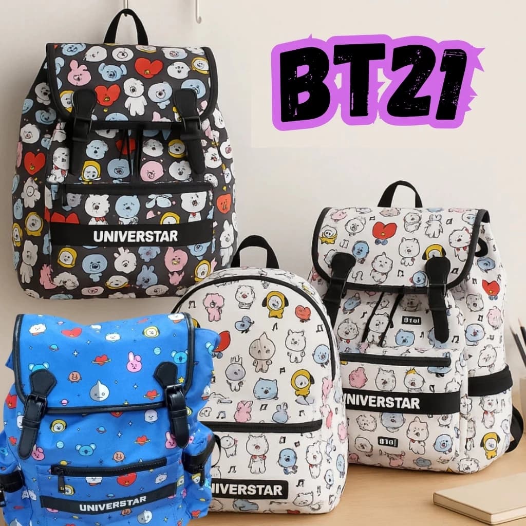 Mochila Bolsa BTS BT21 K-pop Army Jungkook Jimin J-Hope Suga V Jin RM
