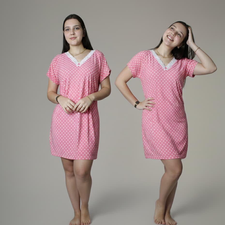 KIT 2 Camisolas vestido feminino senhora verão renda confortável botão