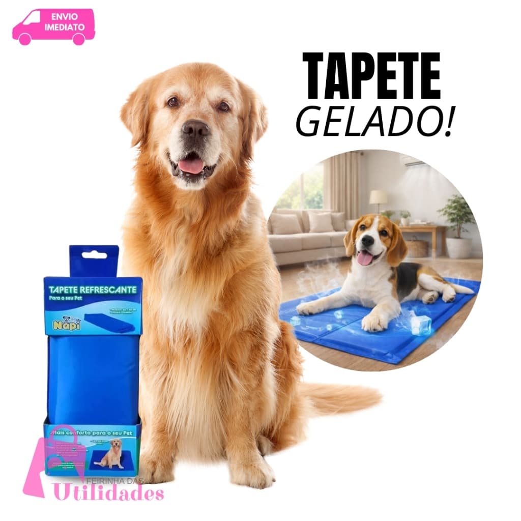 Tapete Refrescante Gelado Para Cachorro E Gatos 50x65 Tamanho G Com Gel Antialérgico
