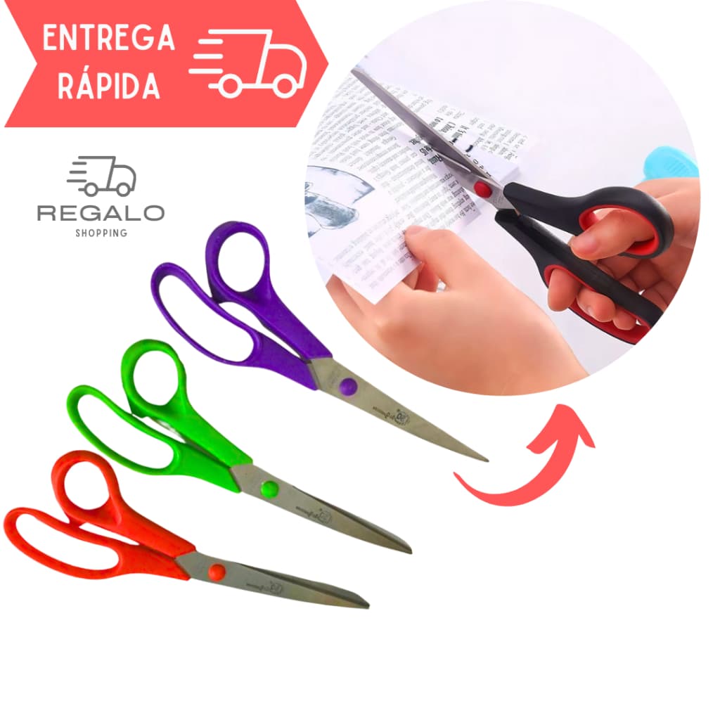 Tesoura Profissional 8,5" Multiuso para Cortar Papel Embalagens Plástico de Papelaria Escritório