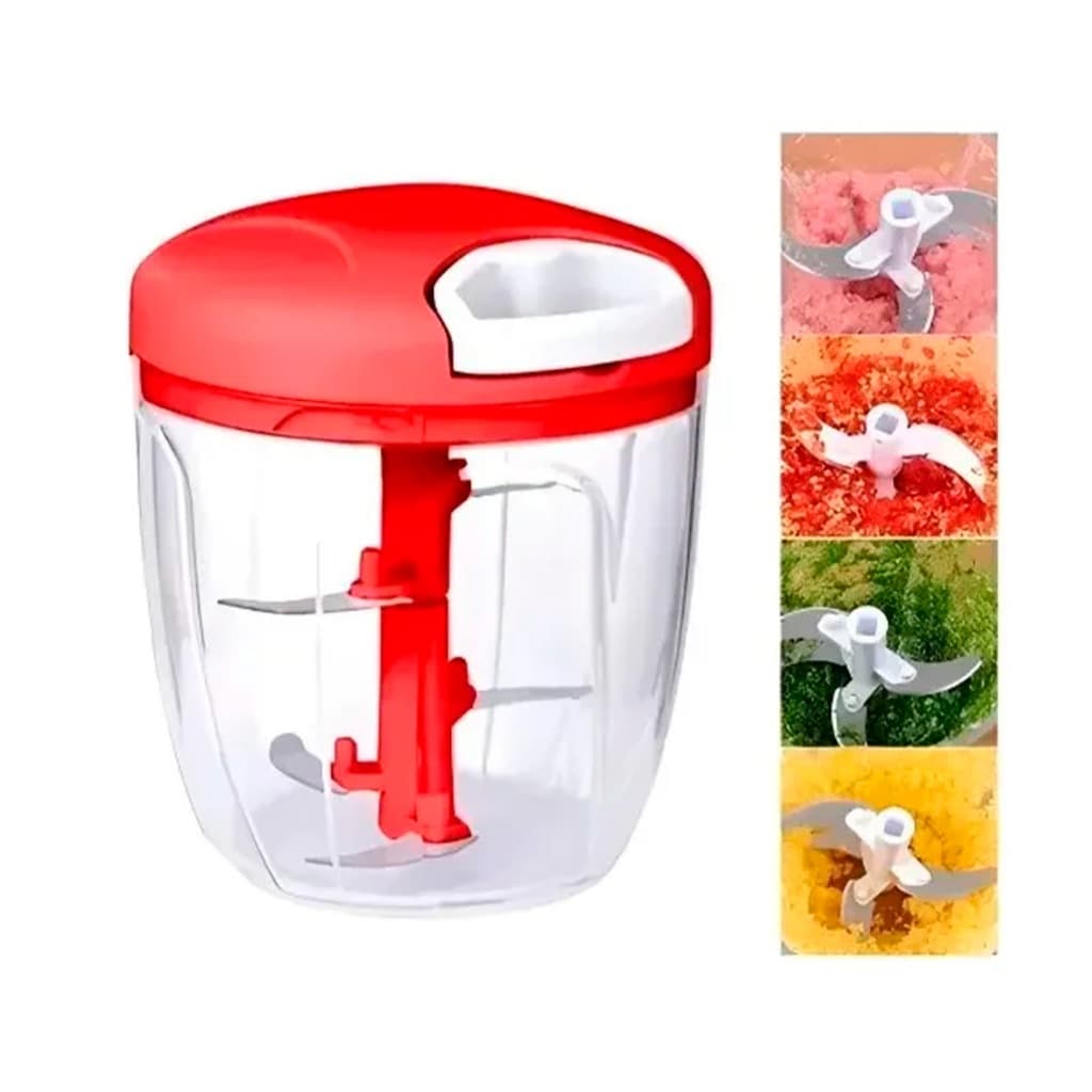 Processador Triturador De Alimentos Semiautomático 5 Lámina 900ml Verduras Legumes Manual Grande