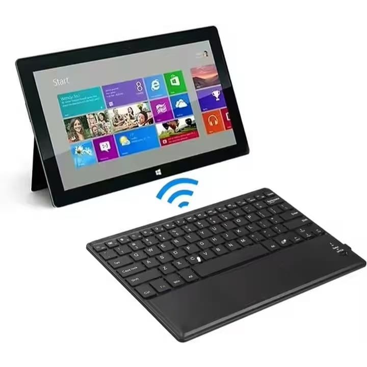 Teclado Bluetooth Chave Redonda Sem Fio Com TouchPad Para Celular/Tablet/Laptop 11 polegadas Cor preto