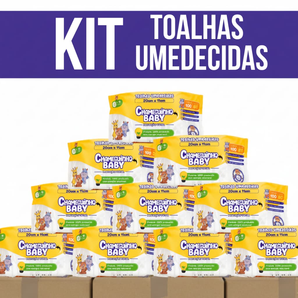 Kit Toalhas Umedecidas Chameguinho Baby Lenços Higiênico Menino Menina