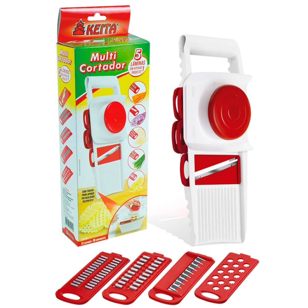 Multi Cortador - 5 lâminas - 5 Cortes Diferentes - Para Batata, Legumes, Verduras, Queijos e etc - Com Trava d Segurança