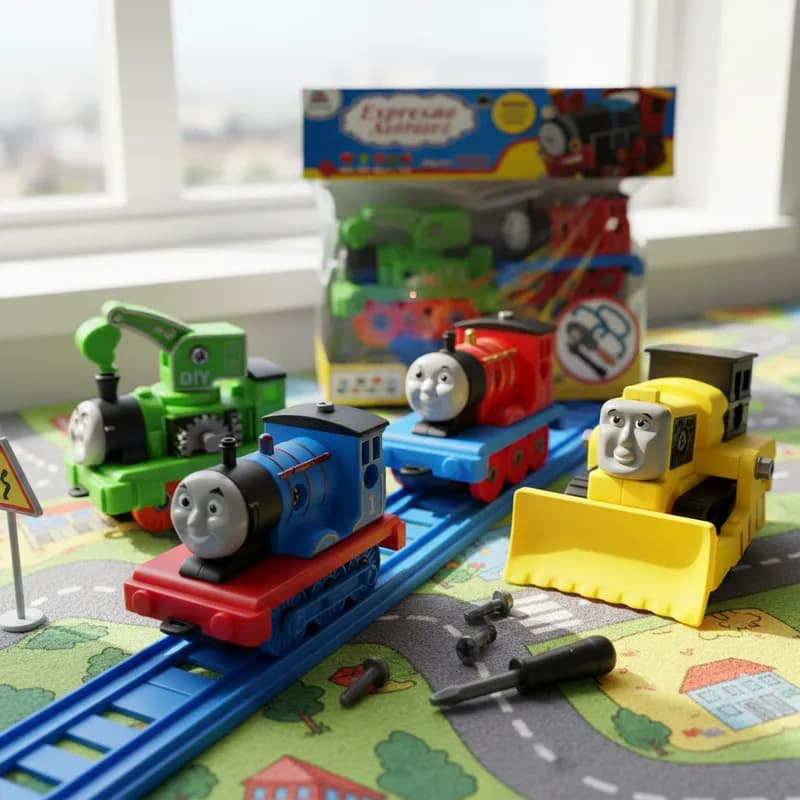 Carrinho Kit 4 Trenzinho Thomas Monta Desmonta Brinquedo Monster