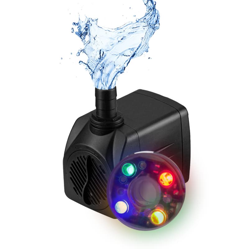 Mini Bomba Submersa Aquário Paisagismo 8W 500L/H Com Led