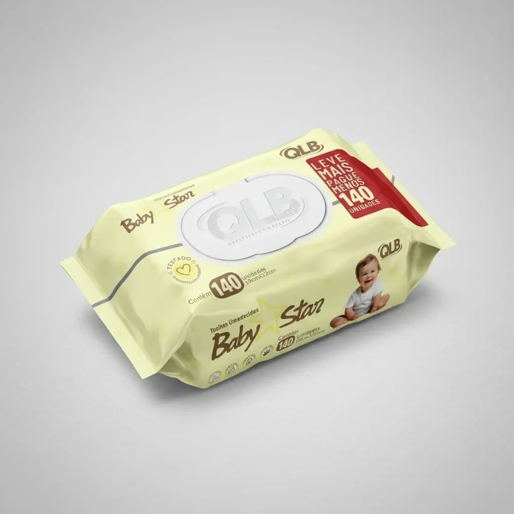 Toalha Lenço Umedecido Baby Star Bebe Premium 140und Atacado Com Tampa