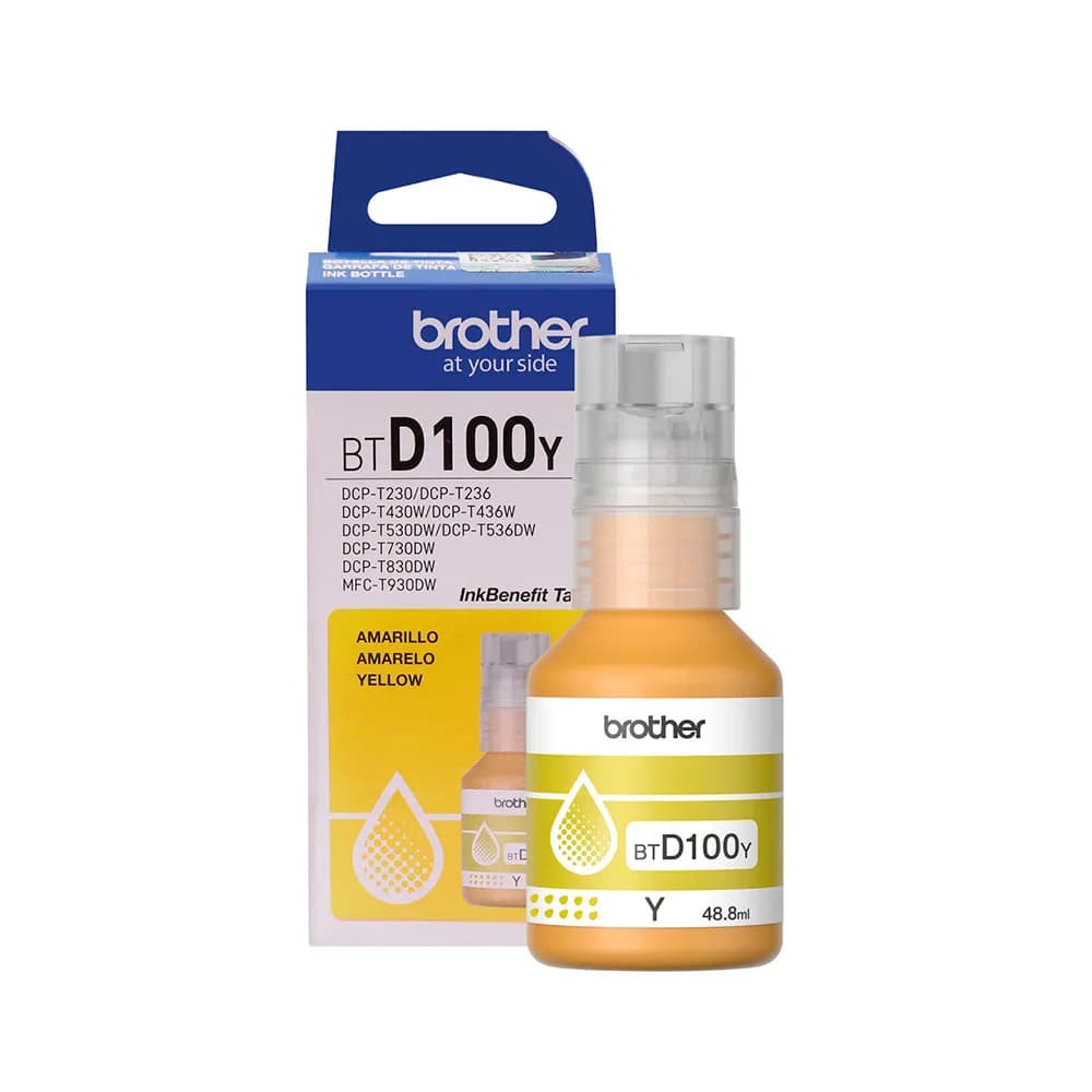Tinta amarela Ultra Rendimento Brother BTD100y Inkbenefit Tank Series