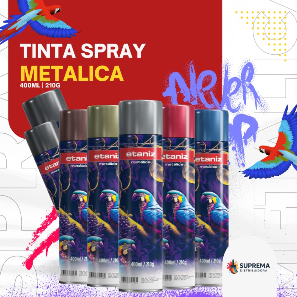 Tinta Spray Metálica Etaniz Uso Geral – Alto Brilho, Alta Cobertura