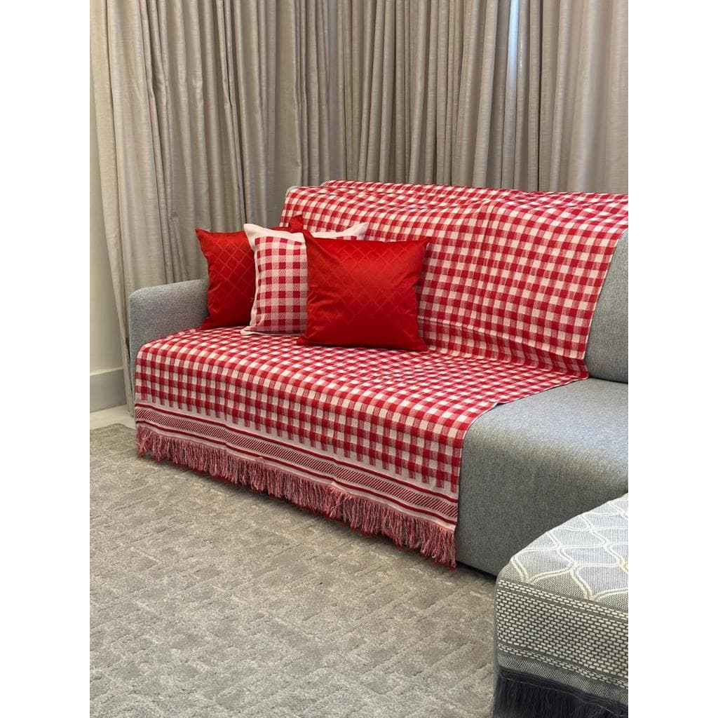 Manta + 3 Capas de Almofada 45x45 Linho140x180 Toque de Algodão Premium Decoração Sofá Cama Elegante
