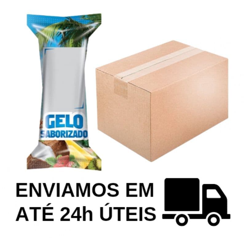 Embalagens Para Gelo Saborizado BOPP 9x21cm - Saco Higiênico Externo - MOD Natural (175/190 Sacos)