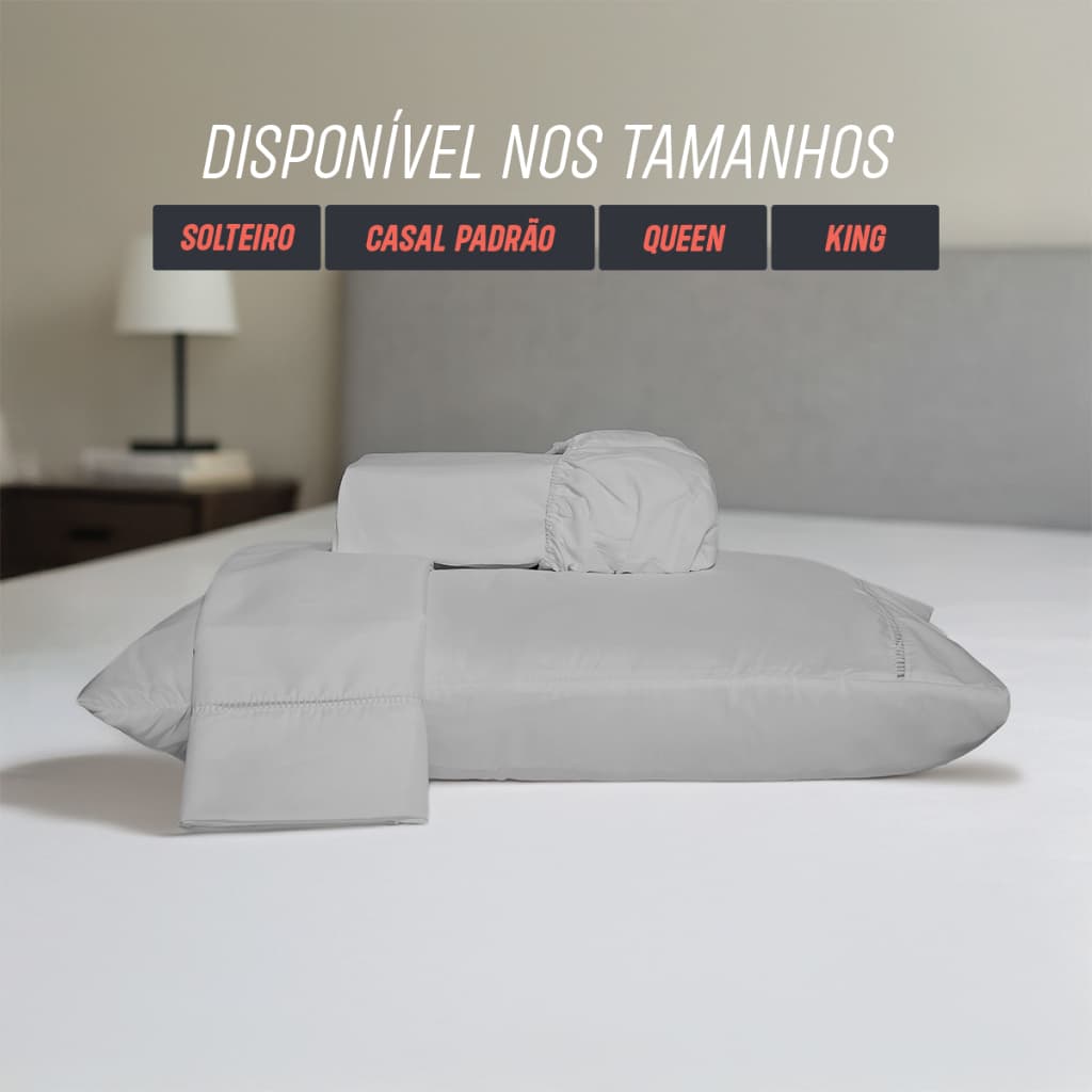 Jogo de Lençol para Cama Solteiro Casal Padrão Queen King com Elastico 400 Fios Percal MicroPercal