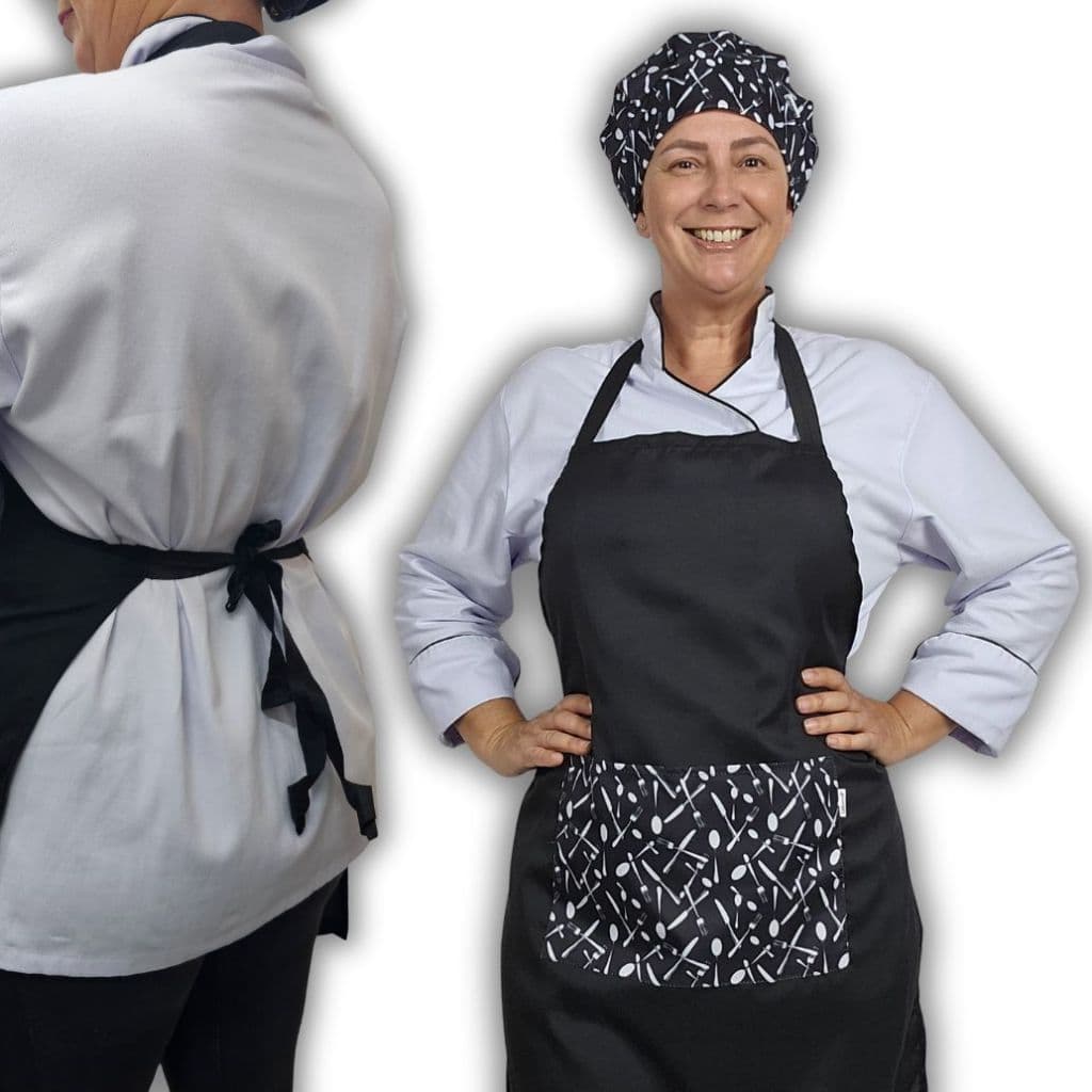 Kit Avental e Touca Conffort Feminina para Chef Talheres