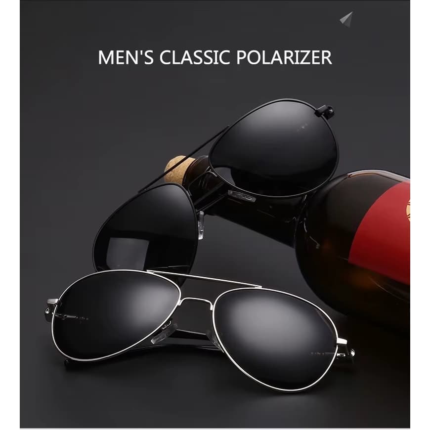 Óculos de Sol Masculino Aviador Polarizado UV400 com Estojo
