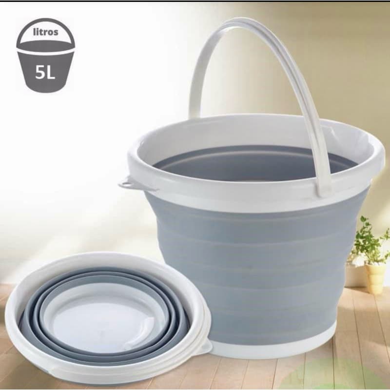 Balde Dobravel Retratil Flexivel Silicone 5 L