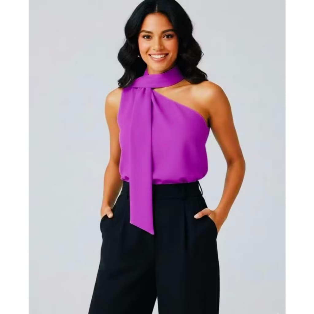 Blusa  Regata Elegante Feminina de Um Ombro Só -2026-2026