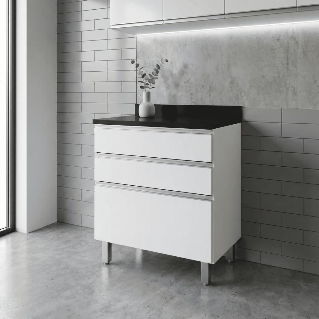Balcão Cozinha Lavanderia 0,70m Compacto Top Class Branco Batrol