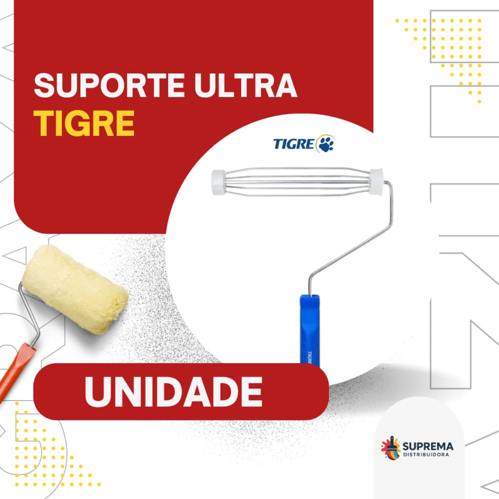 Suporte de Rolo de Pintura 23 cm – Ultra Tigre Ultrafirme, Antigota e Antirespingo Garfo Gaiola Cabo Anatômico Ref.1311