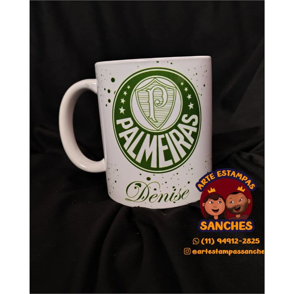Caneca tema Palmeiras personalizada com nome
