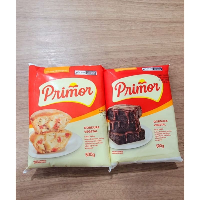 Gordura Vegetal PRIMOR pct 2x500g (kit 2 unidades de 500g cada pacote)
