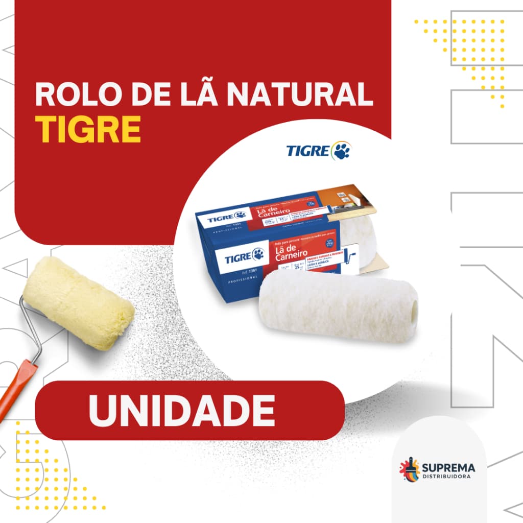 Rolo de Lã Natural Tigre Ref. 1391 – Alto Rendimento e Acabamento Profissiona