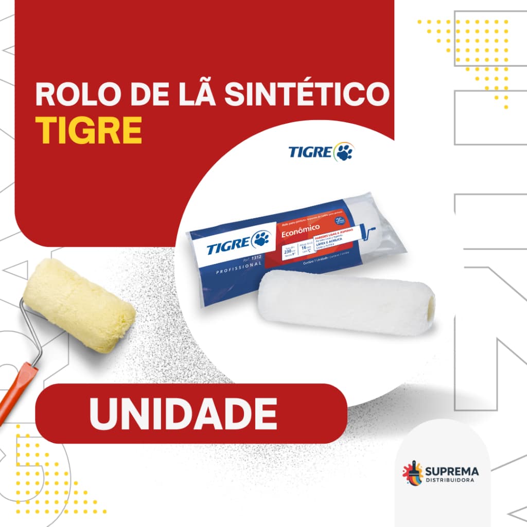 Rolo de Lã Sintética Tigre Ref. 1312 – Alto Rendimento e Acabamento Profissional