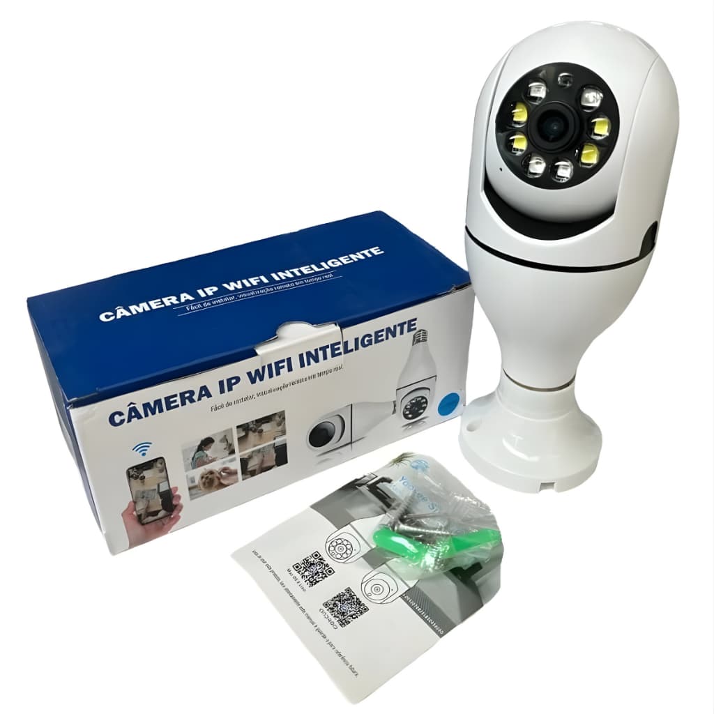 Câmera IP Lâmpada Wi-Fi Full HD 360° Visão Noturna Segurança