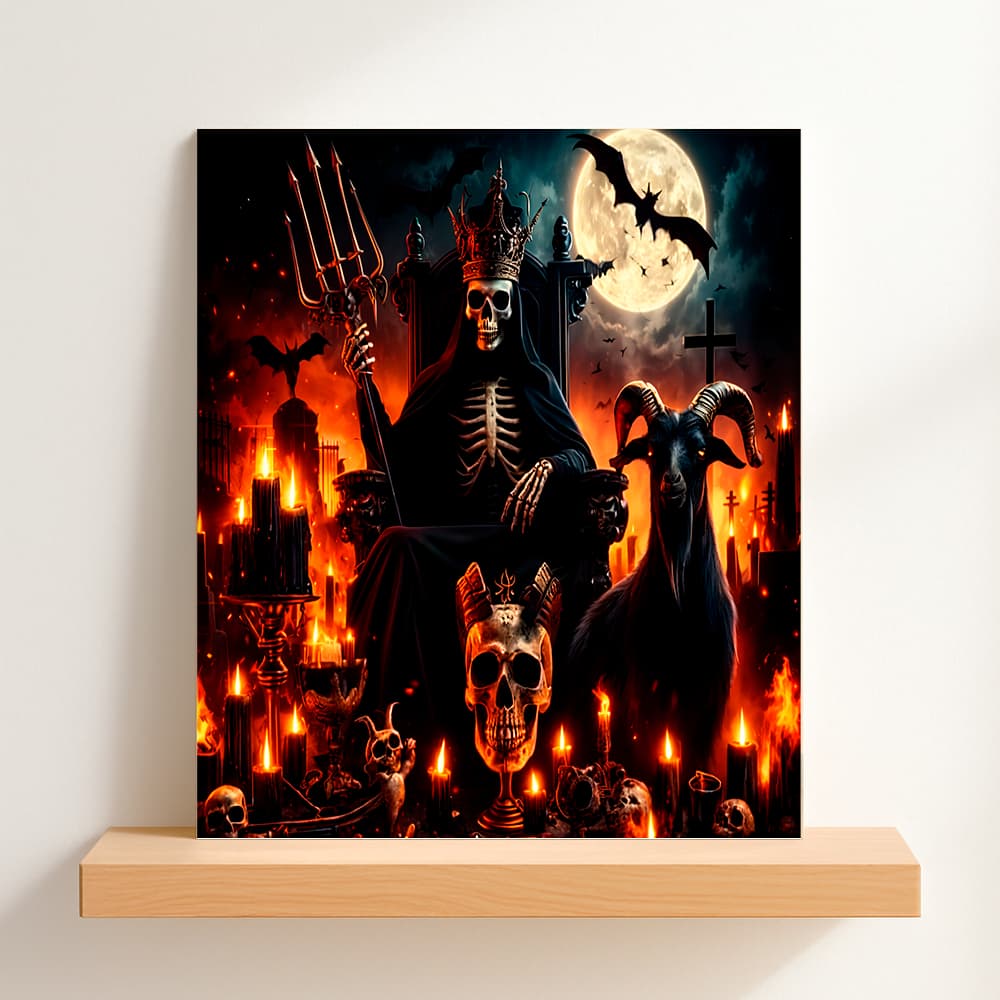 Quadro Decorativo Placa MDF-Exu Caveira e bode
