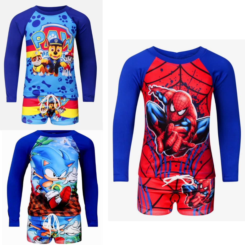 Blusa UV Infantil Menino + Sunga Roupa De Banho Criança Com Proteção Solar