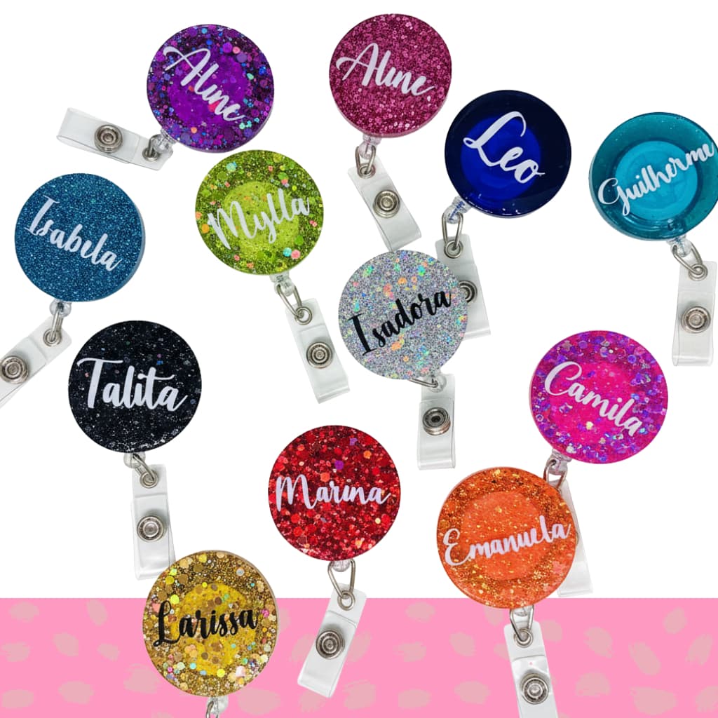 PROMOÇÃO Porta Crachá Redondo Personalizado Resina acima de 10 unidades