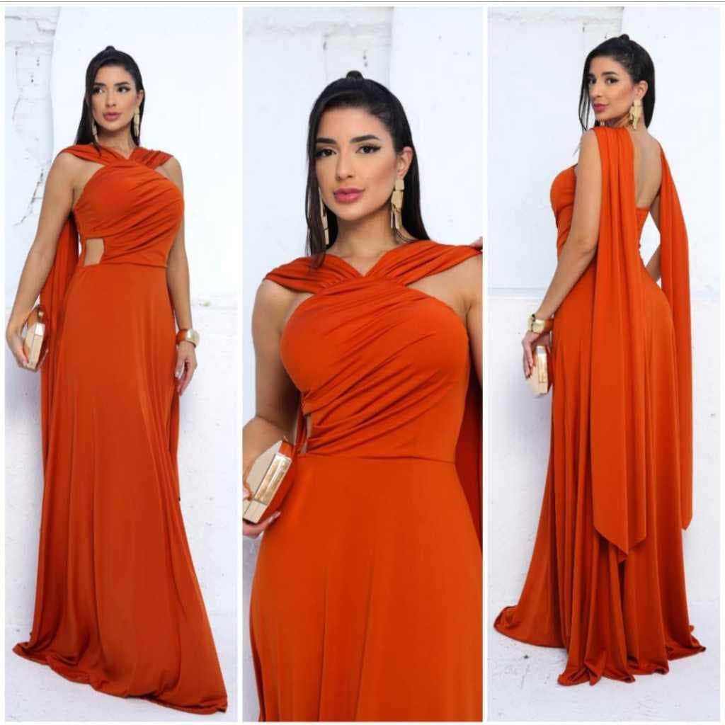 Vestido longo feminino luxo casamento Festa madrinha longo Gola Solta verão outono elegante Solta Elegancia