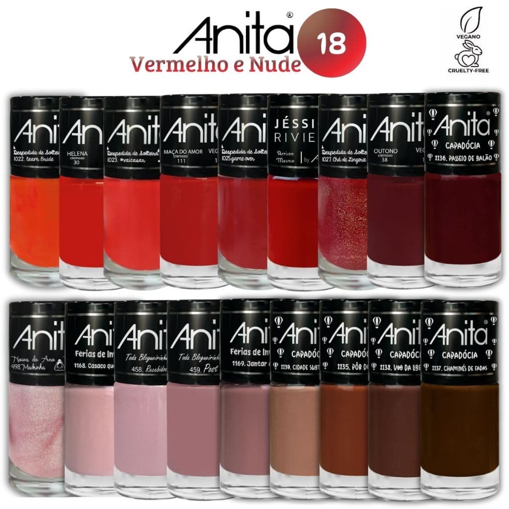 Esmalte Anita Kit 18 Cores Nude E Vermelho Lançamento Atacado Manicure