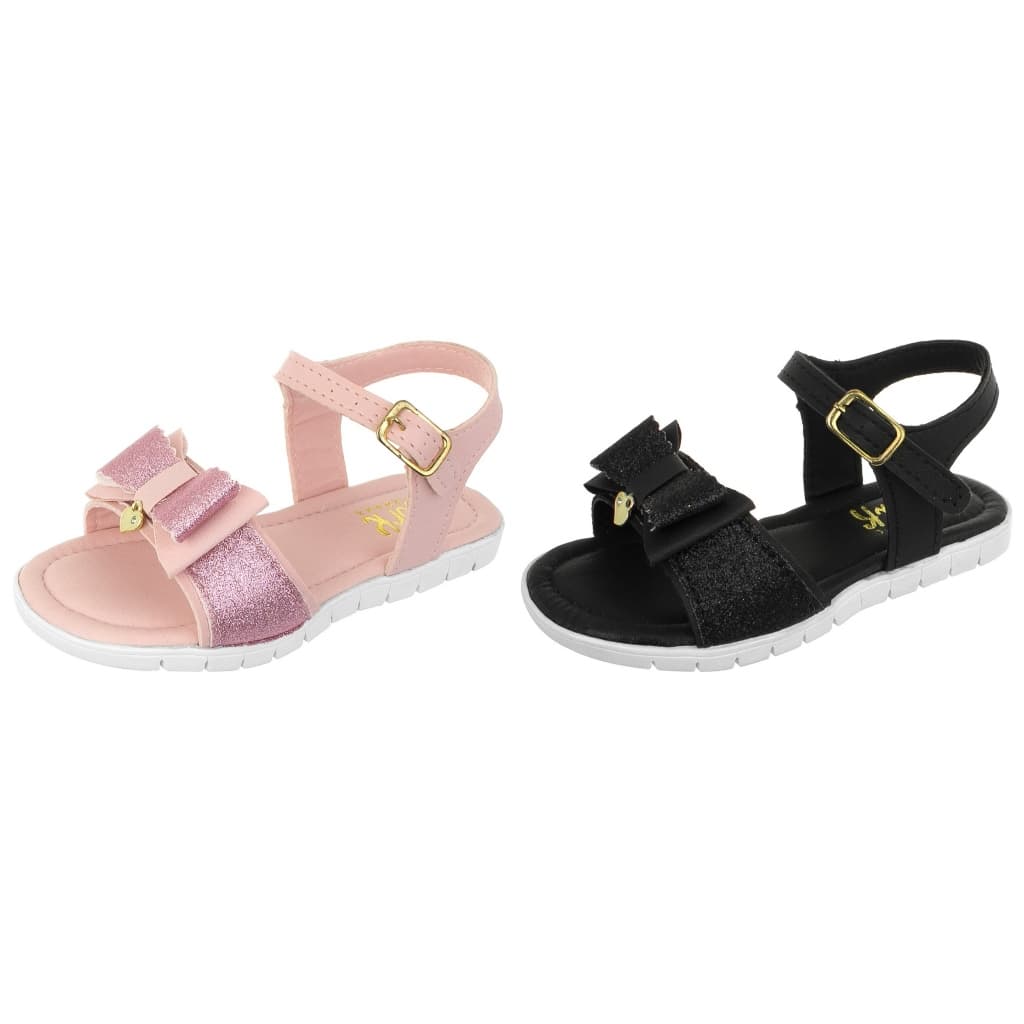 Kit Infantil Feminino 2 Sandália Leve Antiderrapante Do 20 ao 36Meninas