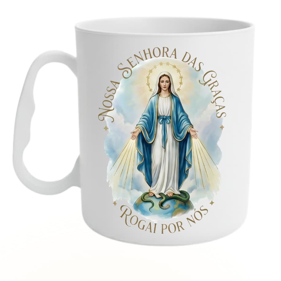 10-15-20 Canecas Adesivadas de Plástico Nossa Senhos Das Graças Para Festa lembrancinha Cristã Festa Religião