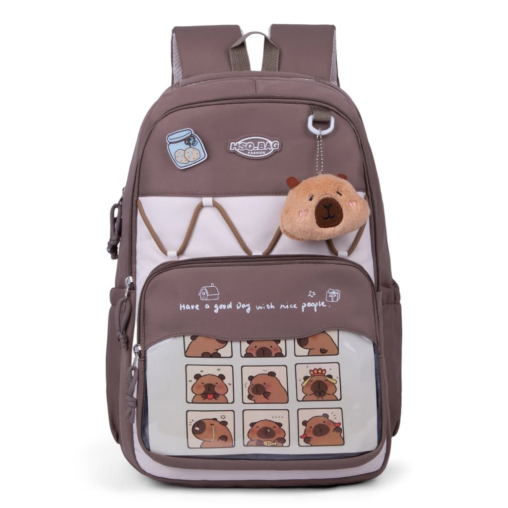 Mochila Escolar Feminina Capivara Impermeável Grande Cabe Notebook Para Crianças e Adultos Volta às Aulas