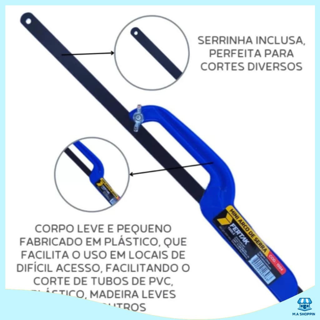 Mini Arco de Serra + Lâminas Extras 30cm Envio Imediato Frete Gratis Fertak