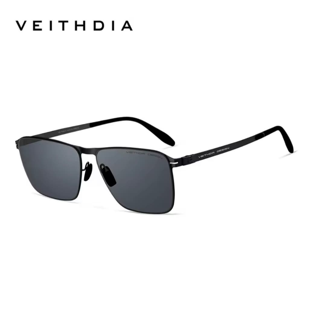 Óculos de Sol Masculino Veithdia Quadrado Aço Inoxidável Lentes de Alta Definição Polarizado UV400