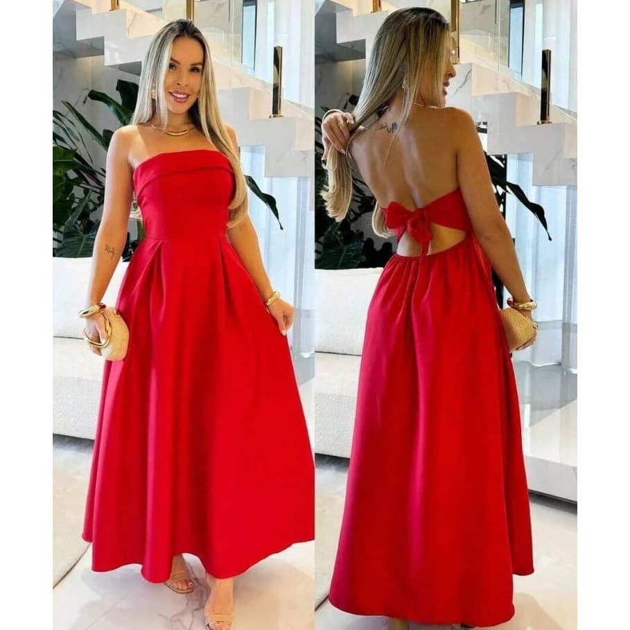 Vestido Longo Feminino Tomara que Caia Alfaiataria Princesa Tendência Verão 2026