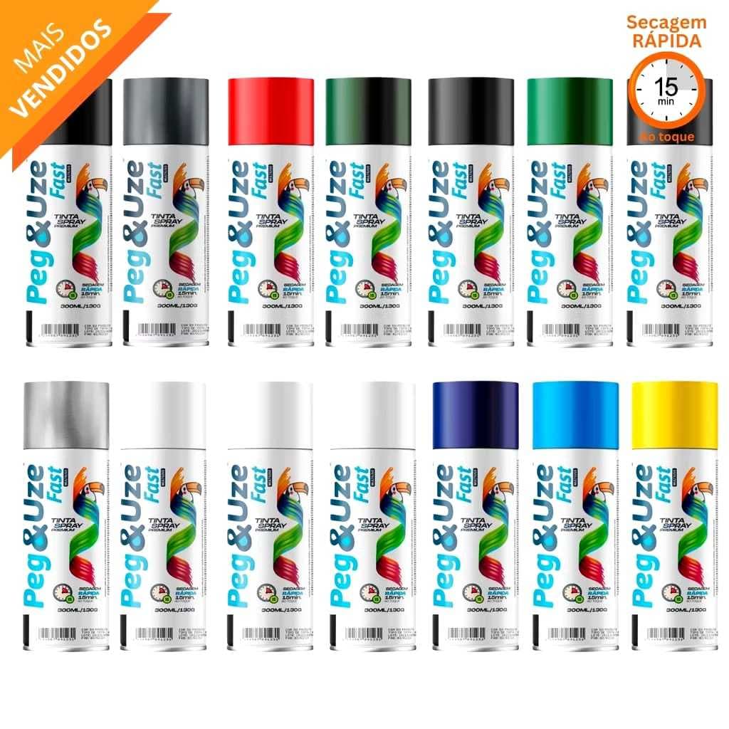 Tinta Spray Premium Uso Geral PEGeUZE Secagem Rápida Uso Interno/Externo 300ML