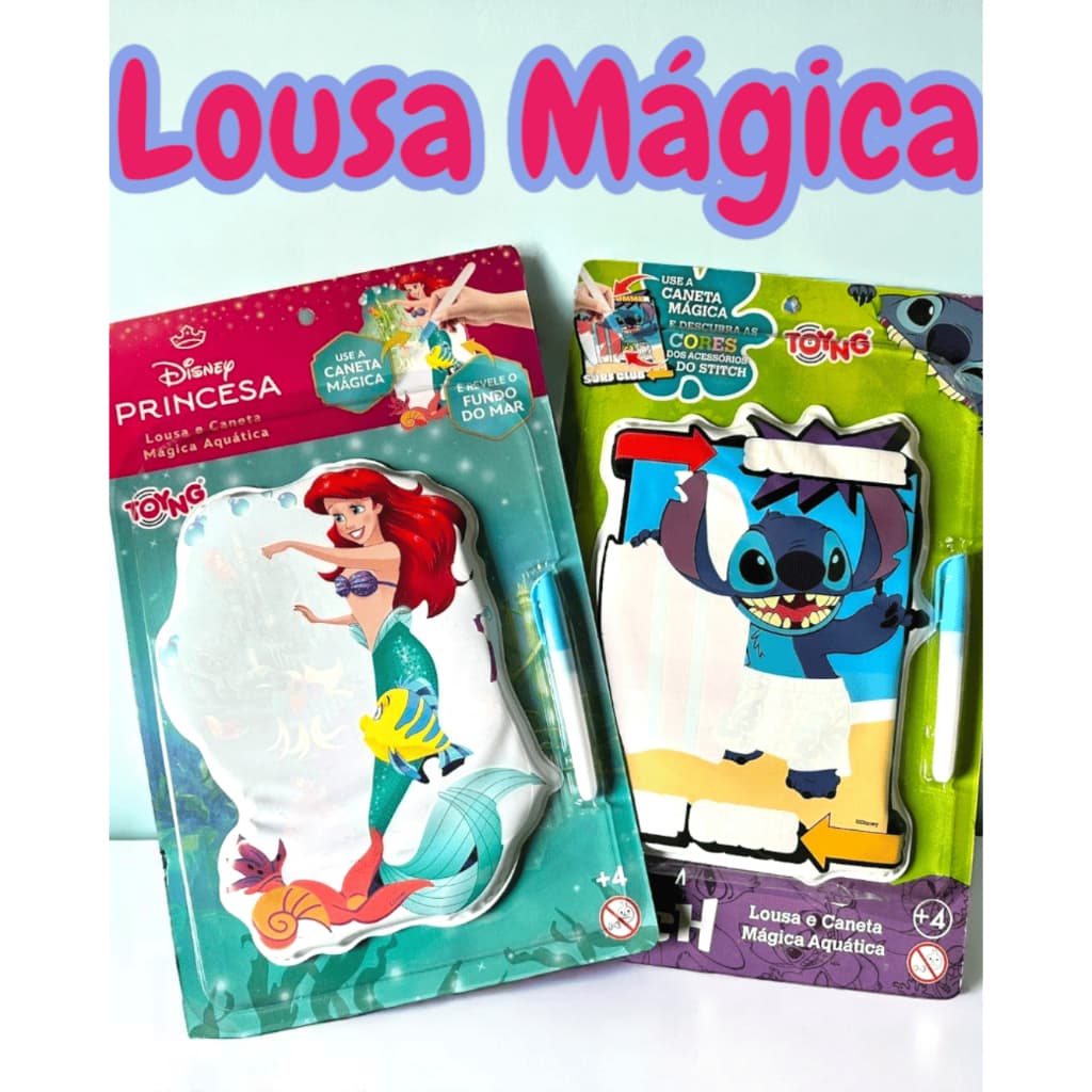 Lousa Desenho de Água Disney Caneta Mágica Sereia Ariel Stitch Brinquedo Educativo Doodle infantil