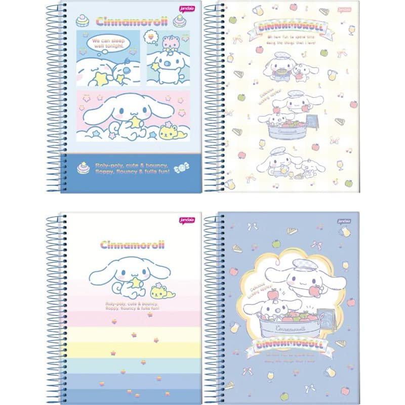Caderno 10 Matérias Cinnamoroll 160 Folhas Pauta Inteligente Tamanho 200x275 Jandaia.