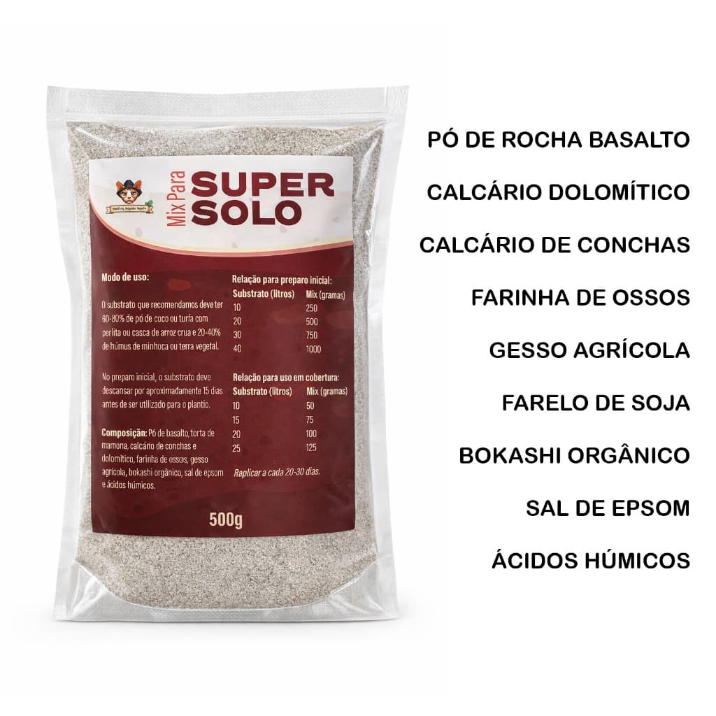 Adubo para Plantas Mix para Super Solo 1kg - Bokashi Horta Fertilizante Grow Cultivo Indoor