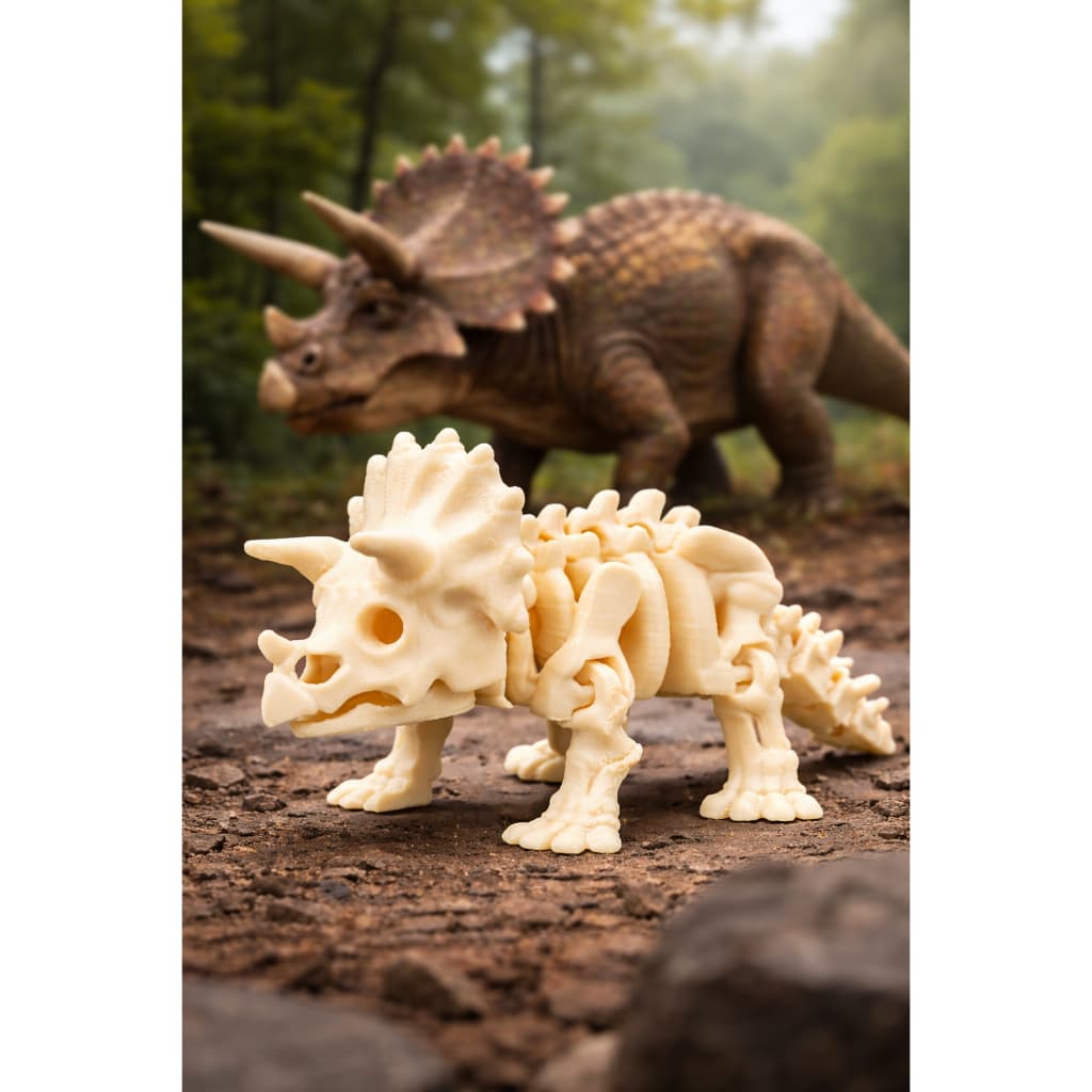 Dinossauro articulado - Esqueleto Tricerátops - Brinquedo - Colecionável