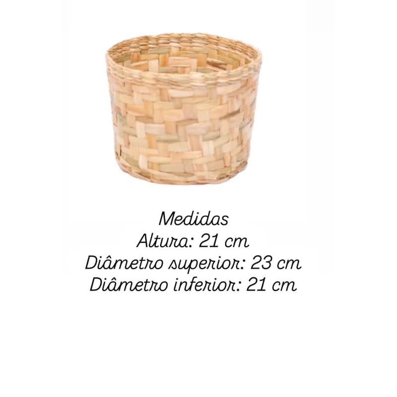Kit com 6 Cachepot Circular com Palha de Taboa
