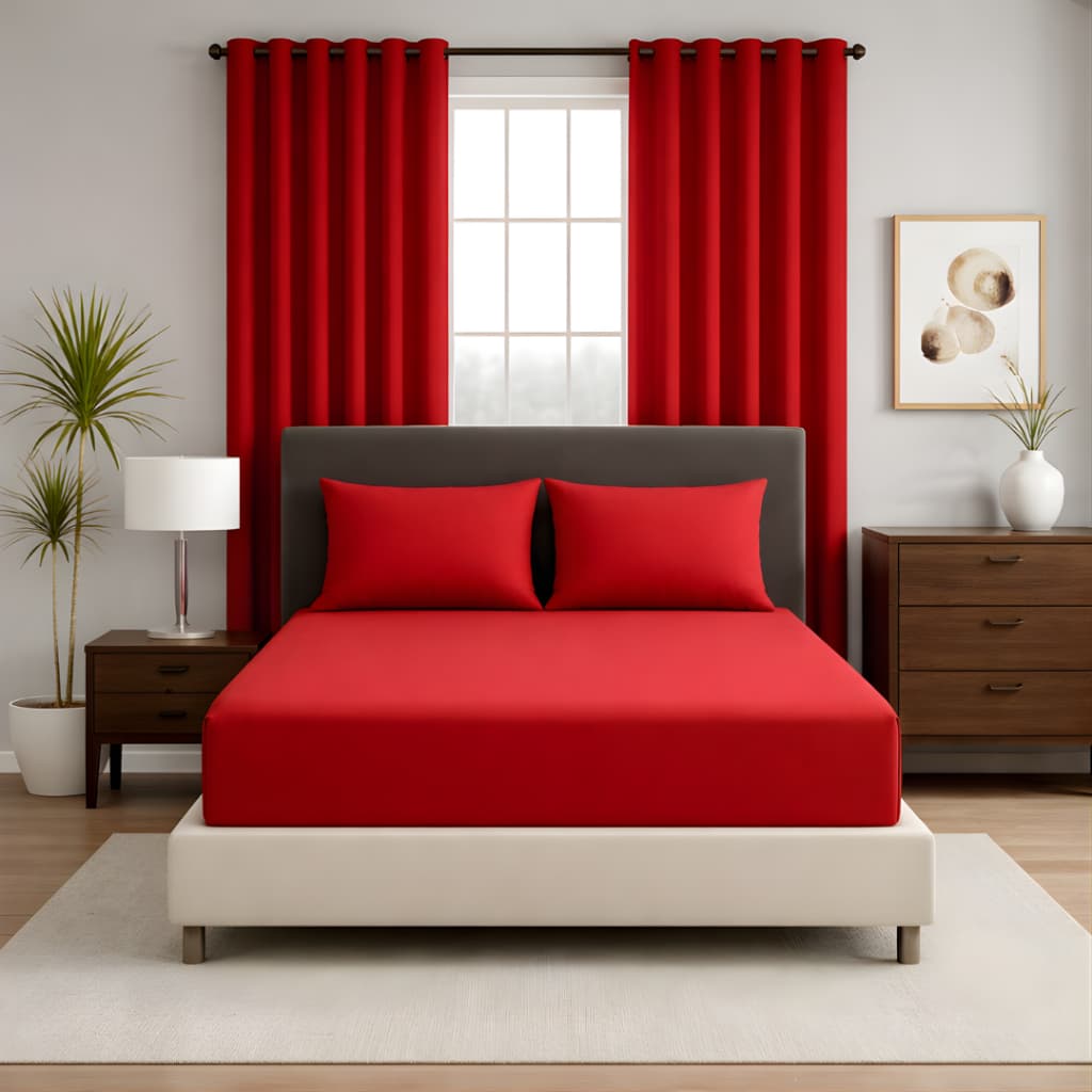 Kit Quarto Premium 4 Peças Jogo de Cama + Cortina Grande 2,00x1,70 Linha Exclusiva A Pronta Entrega